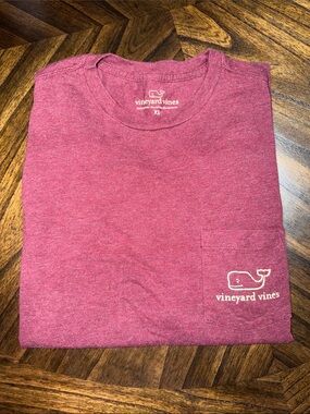 Vineyard Vines Heather Maroon Pocket Long Sleeve Tee